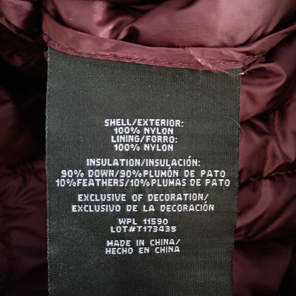 Heatkeep Burgundy Purple Down Puffer Jacket Winter Coat Removable Hood S - Picture 6 of 7